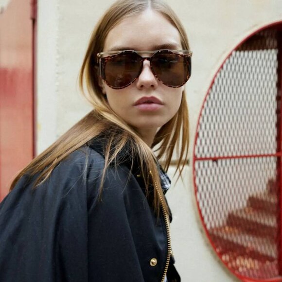 🕶️ New Saint Laurent SLM137 AMELIA 002 Sunglasses - Gold/Leopard Havana Frame - Picture 1 of 12